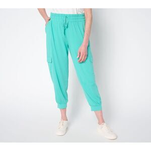 Anybody Women's Pants Sz S Lounge Cozy Knit Cropped Cargo Joggers Blue A567000